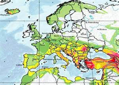 mappa sismica europa english